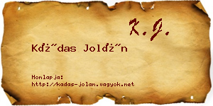Kádas Jolán névjegykártya