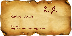 Kádas Jolán névjegykártya